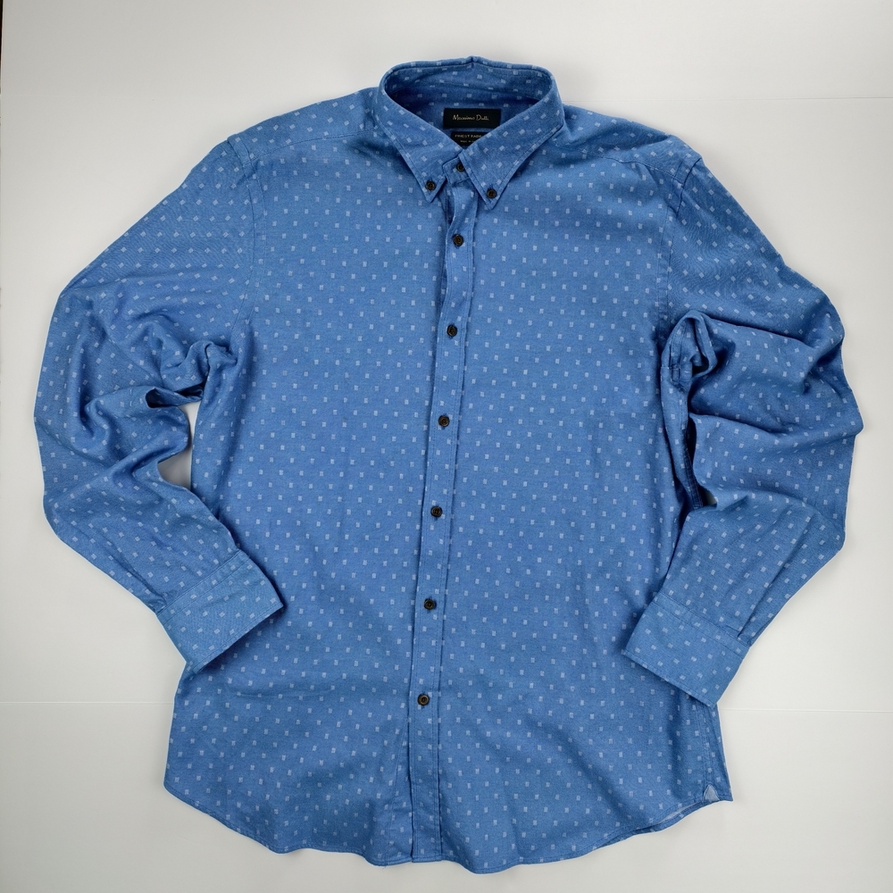 Massimo Dutti Finest Fabric Blue Button-Down Shirt L Casual Business Smart Style